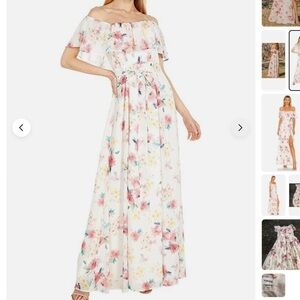 Yumi Kim Carmen Maxi Dress Paradise Villa Ivory Floral Off Shoulder S NWOT $278